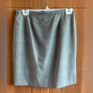 Women’s 10 Petite 100% Wool Black White Grey Check Plaid DANA BUCHMAN Skirt